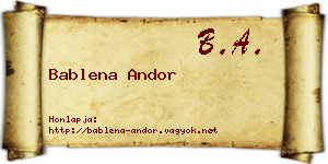 Bablena Andor névjegykártya