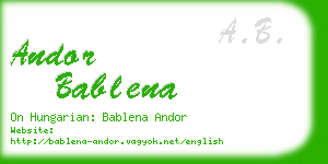 andor bablena business card